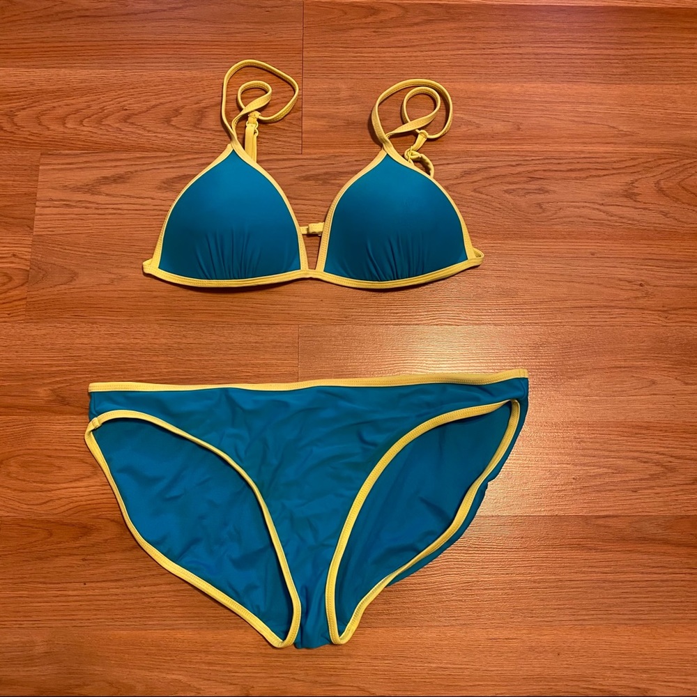 Blue and yellow bikini XL